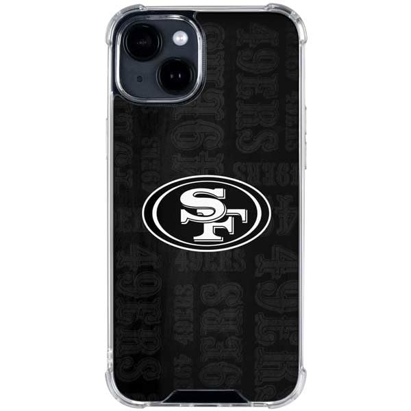 Skinit Clear Phone Case Compatible with iPhone 15 - Officially Licensed NFL San Franciso 49ers Black & White Design