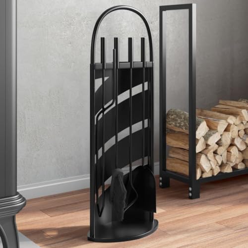 INLIFE Juego de herramientas para chimenea de 5 piezas, 23 x 15 x 66 cm, de acero, para casa y jardín, accesorios para chimeneas y estufas de leña (3,6 kg)