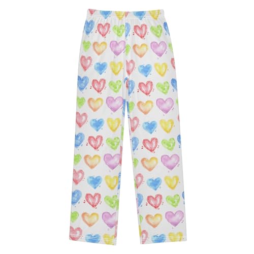 senya Watercolor Hearts D Long Pajama Pants Bottoms Soft Sleepwear with Pockets