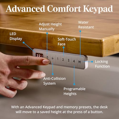 Image of UPLIFTDESK Bamboo (72 x 30 inch) Standing Desk 2-Leg V3 Adjustable Stand Up C-Frame (White), Advanced Keypad, Wire Grommets, Wire Tray, Rocker Board