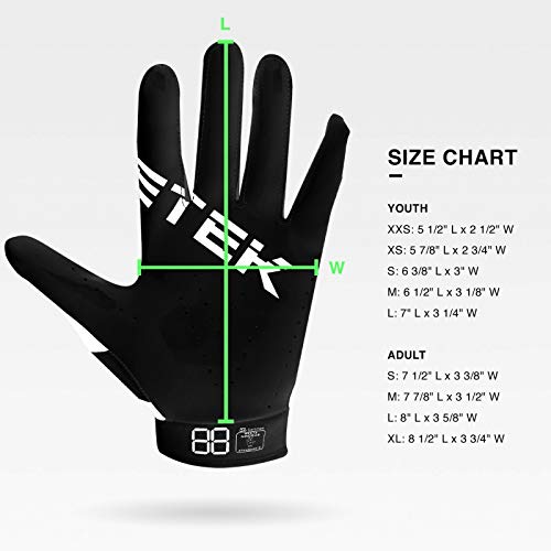 image for Kids EliteTek RG-14 Super Tight Fitting Football Gloves - Youth Sizes 