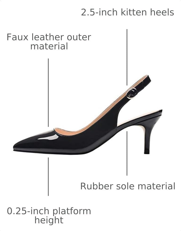 Image of JOY IN LOVE Slingback Kitten Heels for Women Closed Pointed Toe Pumps Dress Shoes