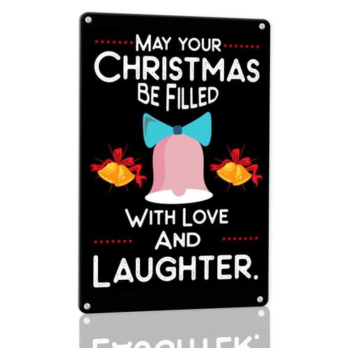 Horienteeon May Your Christmas Be Filled With Love And Laughter Aluminium Sign 20×30cm, Sturdy Aluminum Metal Signs Rust Free, Happy Holidays Merry Christmas XMAS Holiday Sign