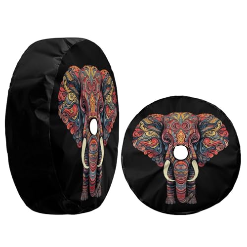 Image of Delerain Spare Tire Cover with Backup Camera Hole Boho Elephant Wheel Covers Waterproof Dust-Proof UV Sun Universal Fit for RV Trailer RV SUV Truck (17 Inch for Diameter 31 inch-33 inch)