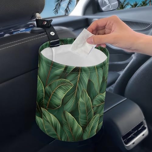 Image of Pensura Hawaiian Banana Leaf Small Car Trash Can Multipurpose Portable Waste Basket Car Garbage Bag Universal Hanging Car Garbage Bag Women's Car Accessories Car Seat Back Use