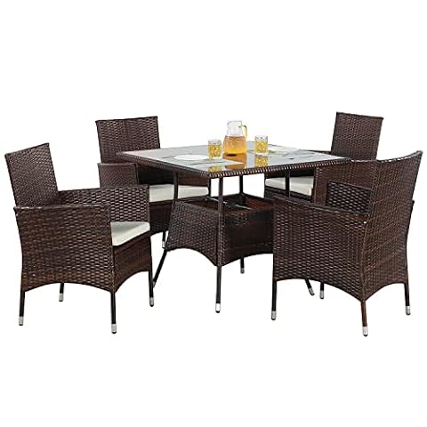 Wisteria Lane US Wisteria Lane 5-Piece Patio Dining Table Set, All Weather Twisted Rattan Furniture… — $429.79 (33% off)