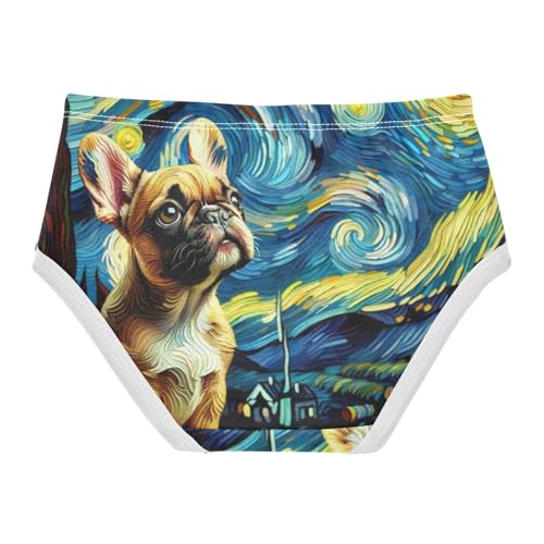 Toddler Underwear Custom 2t Cotton Cute Panties Girl Pattern Undies Kids Briefs Cute French Bulldog Starry Night2