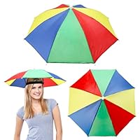 Cappello Parasole 3 PCS Pieghevole Cappello Ombrello Regolabile Parasole Arcobaleno Cappello Ombrello da Pesca con Fasce Elastiche Cappello Ombrello Testa Spiaggia per Adulti Bambini all'aperto