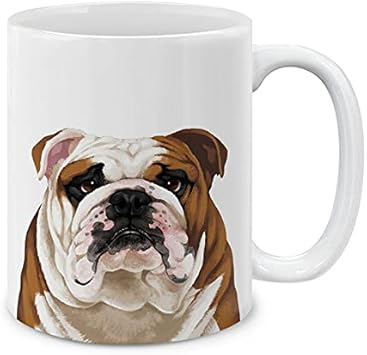 MUGBREW Cute English Bulldog Full Portrait Ceramic Coffee Mug Tea Cup, 11 OZ