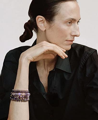 Noessla Beaded Boho Stretch Bracelet Colorful Stackable Crystal Beads Bracelets Trendy Costume Jewelry Mothers Day Gifts For Women (21-Purple) #TOP4