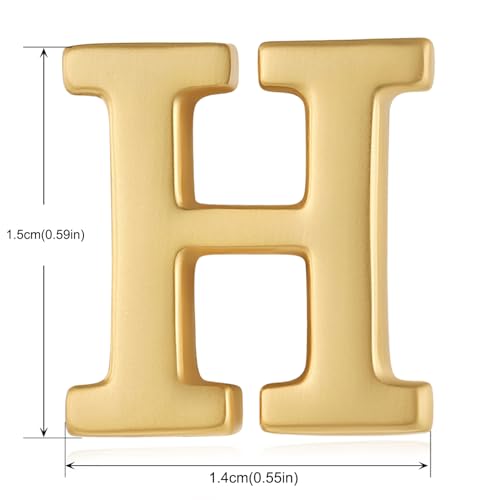 Image of HONEY BEAR Mens Womens Initial Alphabet Letter Lapel Pins Collar Badge Brooches for Business Wedding Graduation Gift Matte Gold 0.59 inches