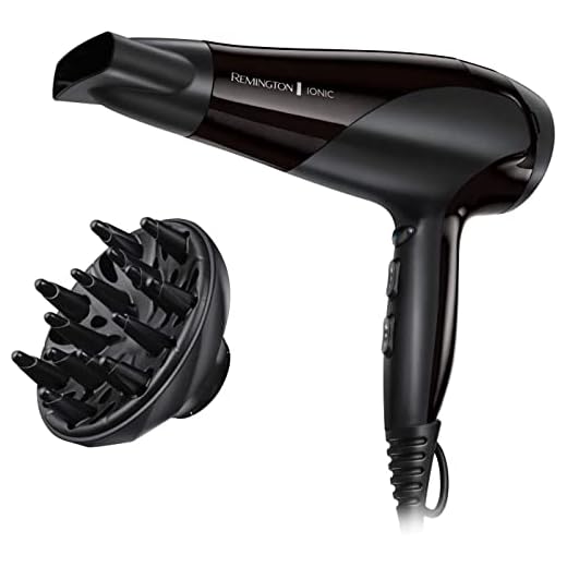 Remington D3198 Ionic Hair Dryer, 2200 W, Ion Care Ceramic Ring: Gentle Styling & Even Heat Distribution, 3 Heat Settings & 2 Separate Blower Settings + Cool Setting, 2 Attachments [Amazon Exclusive]