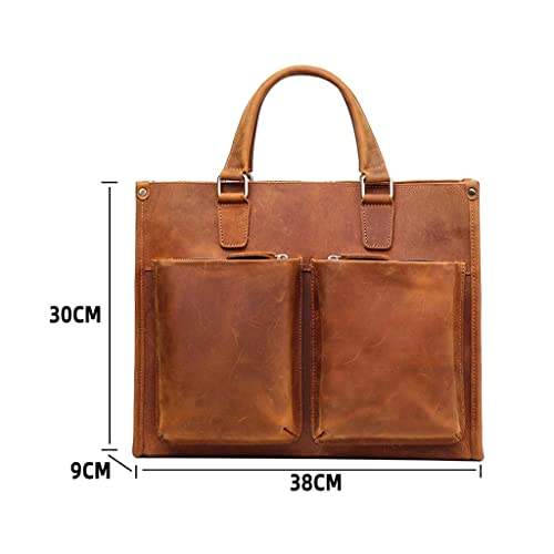 Vintage Man Handbag Briefcase Men Shoulder Genuine Leather Bags Brown Business 14 Inch Laptop Bag2