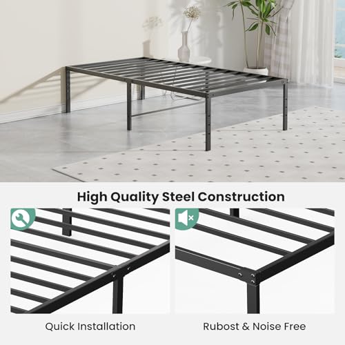 Image of Sweetcrispy Twin XL Size 12 Inch Platform Bed Frame, Heavy Duty Metal Foundation Frame, Noise-Free Sturdy Steel Slats, Underbed Storage, No Box Spring Needed, Quick Setup