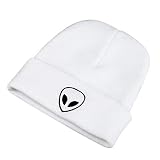iSpchen Unisex Wintermütze Strickmütze Einfarbig Alien-Muster Beanies Mütze Warm Skull Cap Männer Frauen