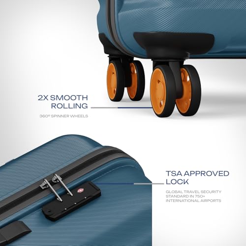 Image of Safari Large Polycarbonate Spinner Wheels Insignia 8 Wheels 81cm Size Check-in Trolley Bag, TSA Lock, Hard Case, XL Size International Travel Luggage, Suitcase for Travel, Ink Blue