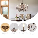 Ganeed Żyrandole French Country Candle Żyrandol z kutego żelaza Rustykalny dom wiejski Oprawa wisząca Oświetlenie wiszące do salonu na wyspie kuchennej Brąz 6 świateł