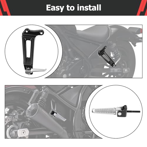 Image of Motorcycle Passenger Foot Pegs, Alloy-Steel Footrests Pedal Footpeg Replacement Accessories for Honda Rebel 1100 CMX1100 2021 2022 2023 2024 (Left & Right)