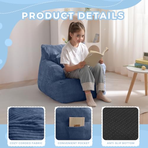 Image of MAXYOYO Kids Bean Bag Chair, Stuffed Bean Bag Sofa, Dusty Blue, Standard