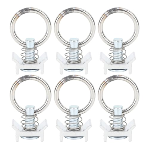 6PCS Single Stud Fitting L Track,Stainless Steel Round Rings Aluminum Keeper Control for Airline Track Logistic Installation