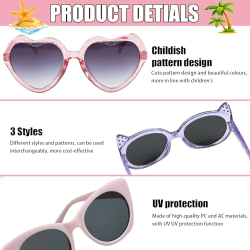 DRERIO 3 Stück Kinder Sonnenbrille Mädchen Sonnenbrille Kind polarisierte Sonnenbrille Alter 3-10, Kleinkind Kinder Sonnenbrille UV-Schutz für Jungen Mädchen Baby Kinder polarisierte Brillen