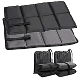 2 Pezzi Tappetino Pieghevole Outdoor,Cuscino Stadio Gomma Piuma,Picnic Cuscino Seduta,Cuscini Esterni Impermeabili con 2 Borsa Portaoggetti per campeggio,picnic,escursioni e trekking(Nero,Grigio)