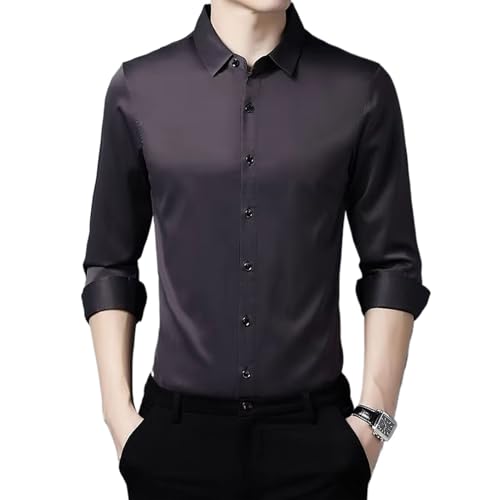 Chemise à manches longues homme coupe ajustée anti-pli couleur unie WOLONG