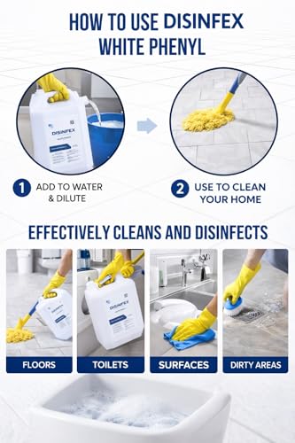 Image of White Phenyl - 5 Liter Bulk Pack | Premium Effective Floor Cleaner & Surface Disinfectant | Keeps Surfaces Germ-Free & Freshly Scented