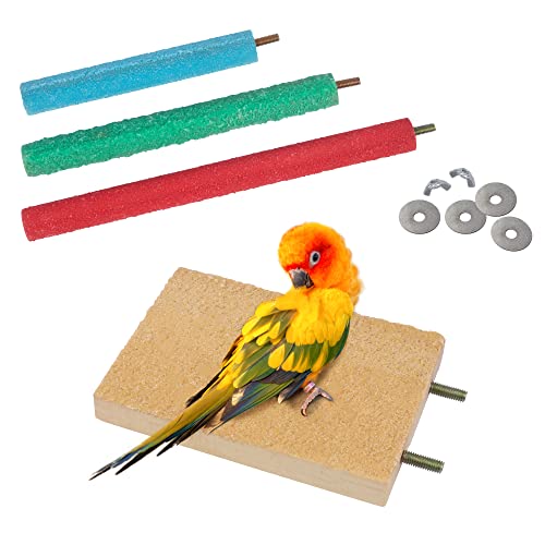 GAGILAND Bird Perches for Conure Stand Natural Wood Platform Bird Nail Trimming Perch Paw Grinding Stick for Parakeet Cockatiels Parrot Perch Bird Cage Accessories