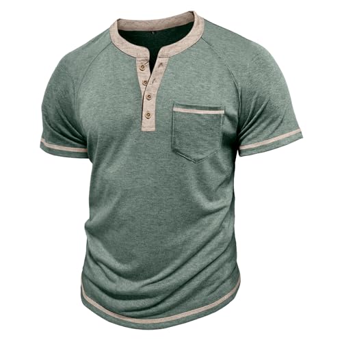 Mens Henley Shirts Short Sleeve Casual Button Basic T-Shirts Summer Classic Vintage Tee Shirts with Pocket3