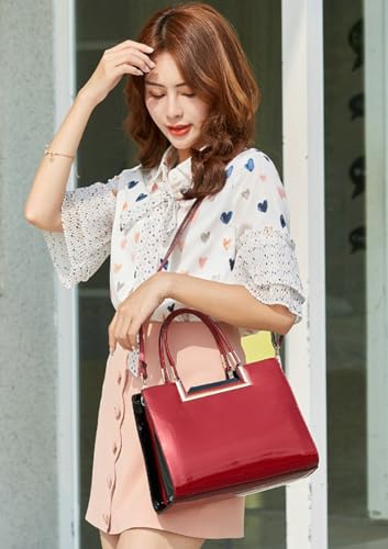 Womens Fashion Glossy Patent Leather Handbag Designer Luxury Tote Shoulder Bag Large Capacity Working Purses4