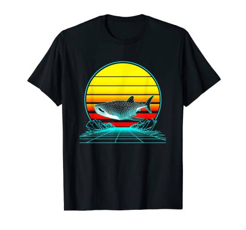 Retro Vintage Atardecer Ballena Tiburón Camiseta