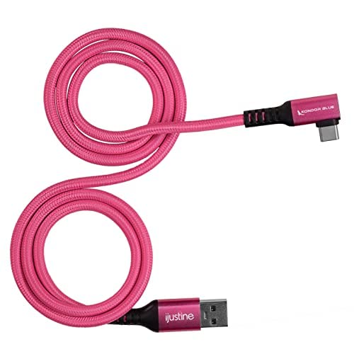KONDOR BLUE x iJustine | Complete Collection | 9 Braided Cable Pack with EDC Tech Pouch for Cable Organization, Compatible with Phones, Computers, Cameras, & Beyond | Pink