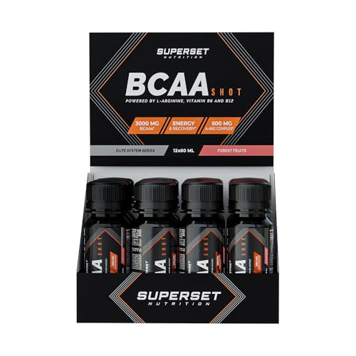 Superset Nutrition - Bcaa Shot (12x60ml) - BCAA en solution buvable pour une absorbtion optimale - Aide à apporter de l'énergie ! - Saveur Forest Fruit