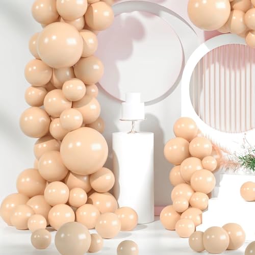 Image of Retro Cream Beige Balloon Kit 50 pcs for Birthday,Anniversary, Welcome Baby, Baby Shower, Aesthetic Boho Theme Party Decoration