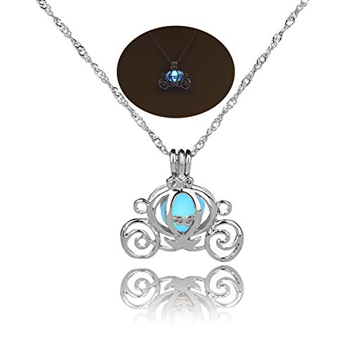 MYANAIL Pumpkin Necklaces for Women Luminous Hollow Pumpkin Carriage Necklaces & Pendants for Women Glowing Chain Necklace Gifts Halloween Jewelry Princess Necklace