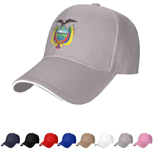 Casquette équatorienne avec emblème équatorien pour homme et femme, blason de l'Équateur, casquette de baseball, casquette de camionneur, papa, gris, Taille unique