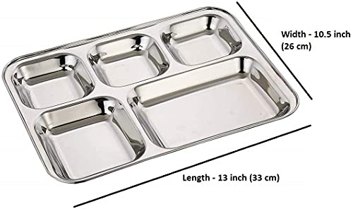 Ecozoi Stainless Steel Dinner Plates, Eco Friendly Camping Dinnerware, Portion Control Plates, Meal Prep, Lunch Plates, Party Plates, 5 Compartment Set Of 2 #TOP4