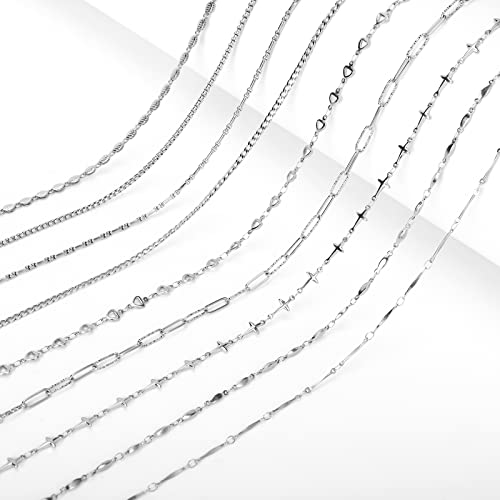 Image of Eyeglass Chain Silver Stainless Steel Handmade Necklace for Reading Glasses Sunglass Beaded Chains for Men Women
