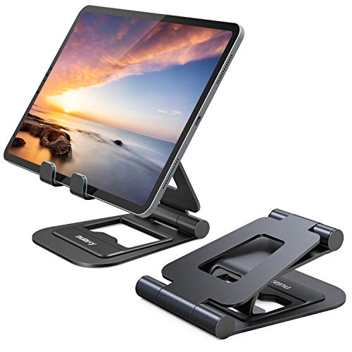 Nulaxy Support Tablette, Support Tablette Réglable: Ajustable Universel Aluminium Support Téléphone-Support pour Pad Air/Mini/Pro 9.7, 10.5, 12.9, Phone X/Xs/Xs Max/XR et appareils de 4.7"13" - Noir