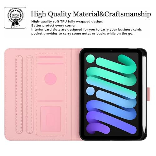 YUNHOTIC Case for iPad mini 7 A17 Pro & iPad mini 6 (2024/2021) Built-in Pencil Holder, Premium PU Leather Folio Stand Smart Protective Cover, Multi-Viewing Angles and Auto Wake/Sleep - Butterfly by YUNHOTIC - Image 7