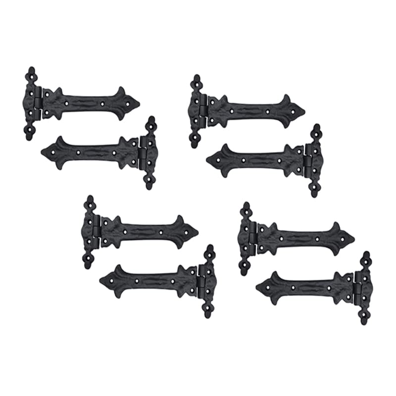 Image of Adonai Hardware Adonijah Antique Cast Iron Strap T Hinge (7.9 inch x 8 Pack, Matte Black) for Barn Doors, Gates, Kitchen Cabinets, Sheds, Wooden Box, Furniture, Cedar Chest and Trunks