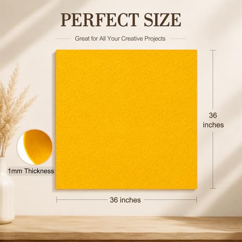 Image of Mustard Gold Large Felt Fabric 36 inch x 36 inch (1 Square Yard), 1mm Stiff Felt Sheet, Nonwoven Fabric for Crafts, DIY Projects, Art, Sewing, Lining & Decorations