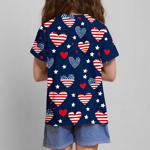 Sinzelimin 3-12T Baby Boys and Girls 4th of July Shirts Summer Short Sleeves Crewneck Loose Comfy Independence Day T-Shirt4