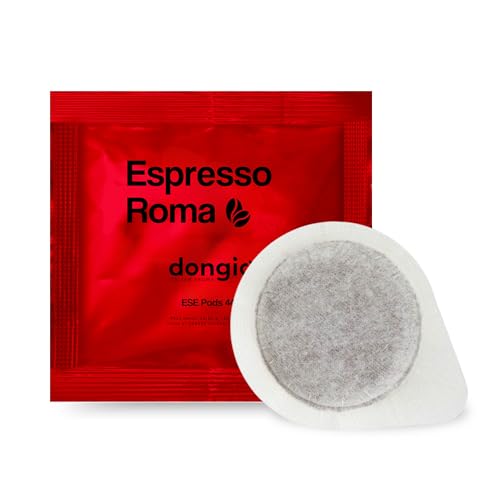 Dongiò Caffè Espresso Roma - 150 Easy Serving Espresso Pods (ESE 44mm) – Med-Dark Roast Coffee (Intensity 7/10) - Roasted and Blended in Italy