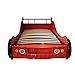 LKTART Twin Size Car Bed for Kids, Race Car-Shaped Wooden Platform Bed Frame with Headboard Wheels and Support Slats for Boys Toddlers Child's Bedroom (Red)