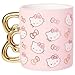 Silver Buffalo Sanrio Hello Kitty Pink and Gold Chrome Ceramic Mug with Bow 3D Sculpted Handle, 20 Ounces