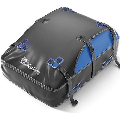 Car Rooftop Cargo Carrier Bag 20 Cubic Feet, 100% Waterproof Roof Bag Top Luggage Carrier for Any Vehicles with/Without Rack Cross Bar, Includes Anti-Slip Mat +4 Door Hooks +Storage Bag +Lock Cover