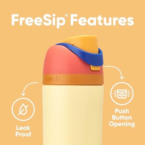 Image of Owala Kids FreeSip Insulated Stainless Steel Water Bottle with Straw for Sports, Travel, and School, BPA-Free Sports Water Bottle, 16 oz, Misty Horizon