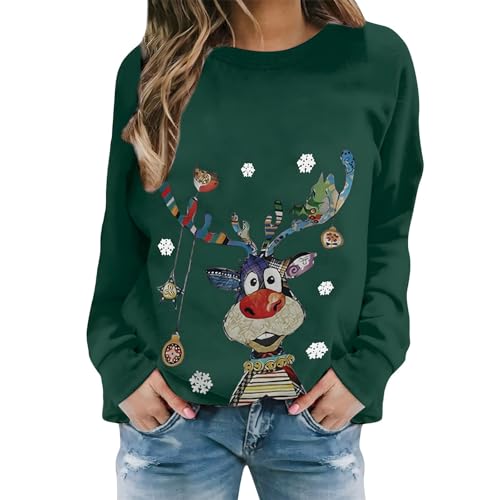 Weihnachtspullover Damen Ugly Christmas Sweater Lustige Rudolph...